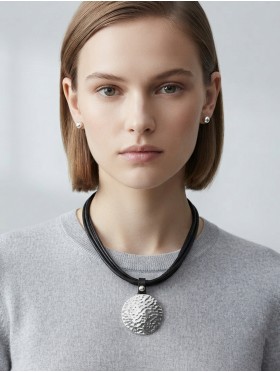 Multi-Rope Solid Circle Pendant Necklace & Earring Set